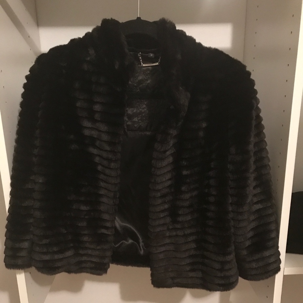 Faux fur black cropped jacket